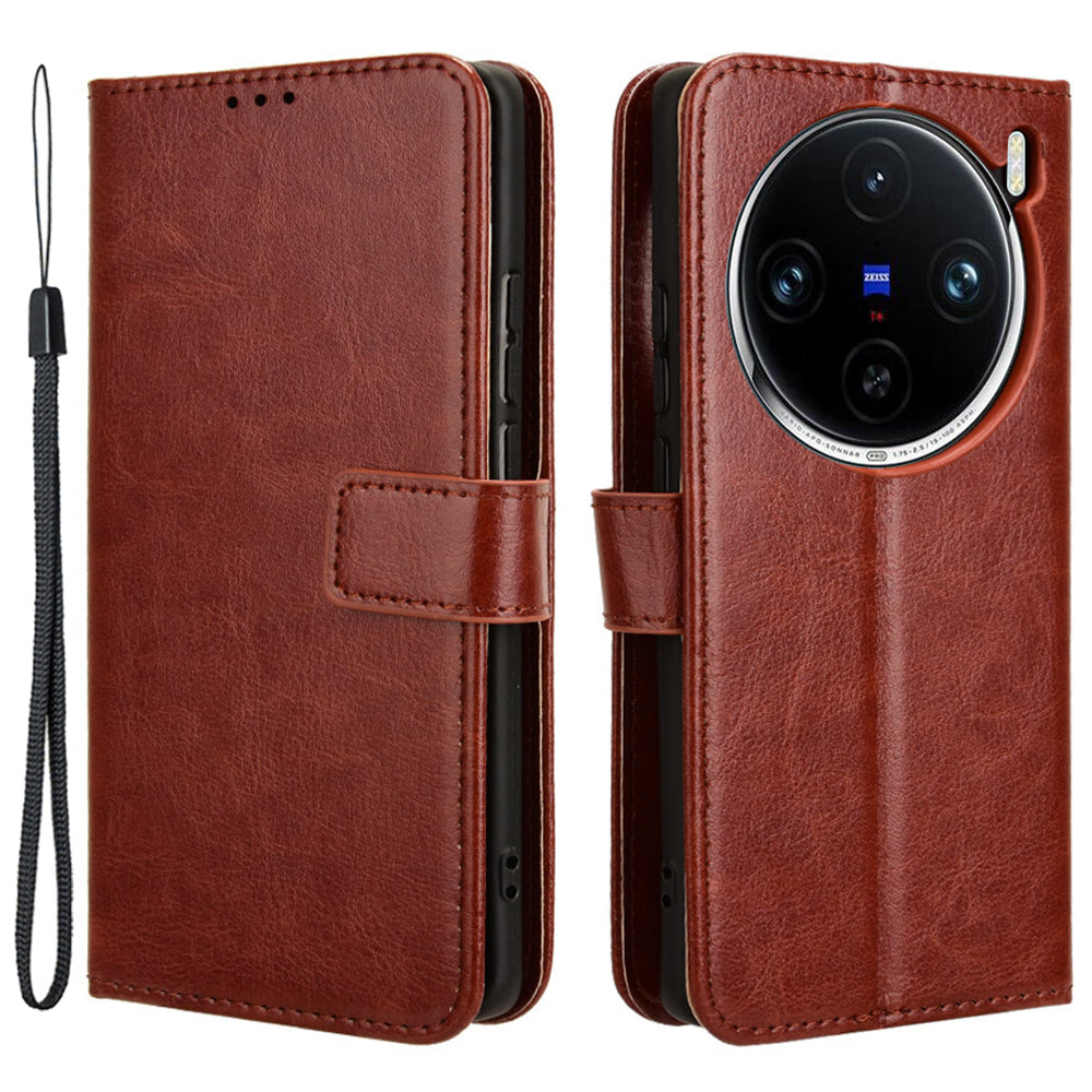 For vivo X100 Pro 5G Leather Case Crazy Horse Texture Stand Wallet Phone Cover For vivo X100 Pro 5G Leather Case Crazy Horse Texture Stand Wallet Phone Cover